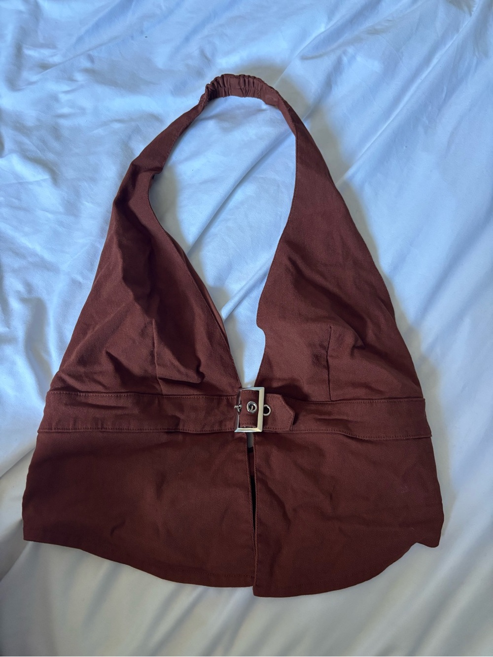 Windsor Brown Halter Tank Top with Buckle